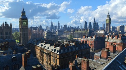 Breathtaking View of London's Iconic Skyline Featuring Historical and Modern Architecture