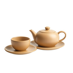 Elegant Minimalist Tea Set with Teapot and Cup on White Background
