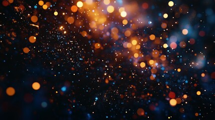 Obraz premium Festive Christmas texture with dark background and golden bokeh, evoking joy and warmth for holidays.