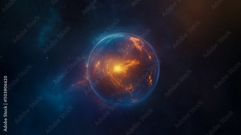 Aufkleber illustration of the globe, surrounded by lines of neural connections and digital data. technological