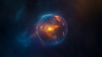 Obraz premium Illustration of the globe, surrounded by lines of neural connections and digital data. Technological background on the topic of the information field