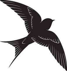 Swallow flying silhouette vector art and illustration design.