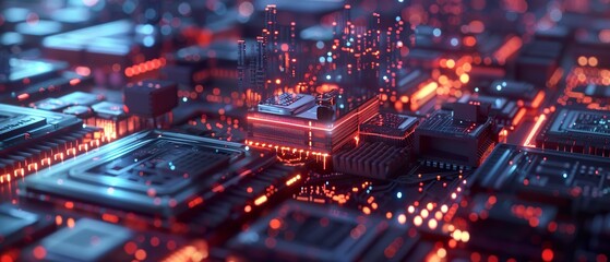 Obraz premium High-Resolution 3D Render of Quantum Computing Unit Processing Financial Market Data for Finance and Technology Presentations