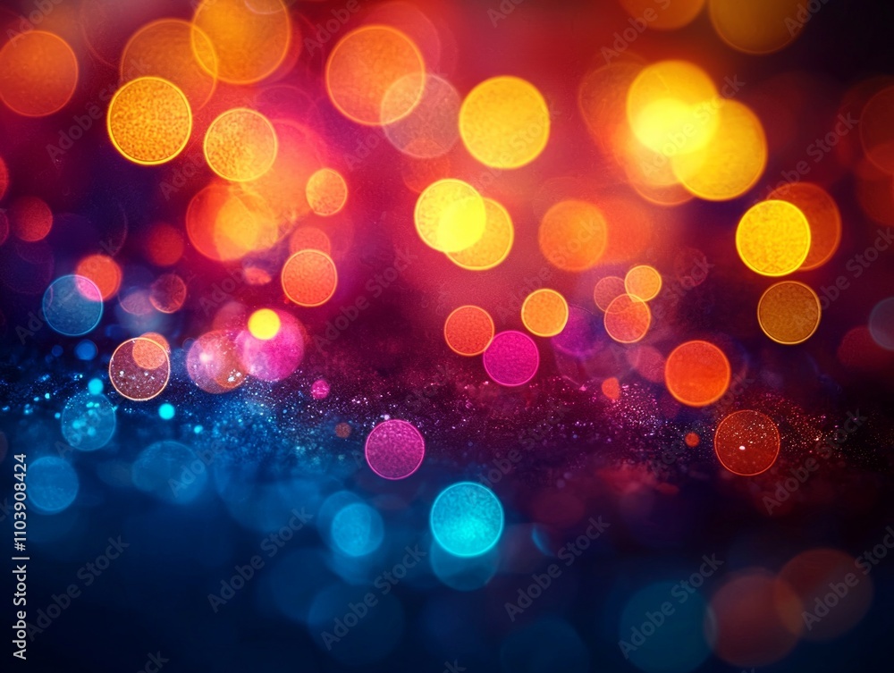 Poster bright bokeh lights shimmer softly vibrant colors blending together create ethereal and abstract atm