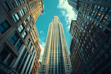 Lofty New York City Architecture Rush Hour Street View