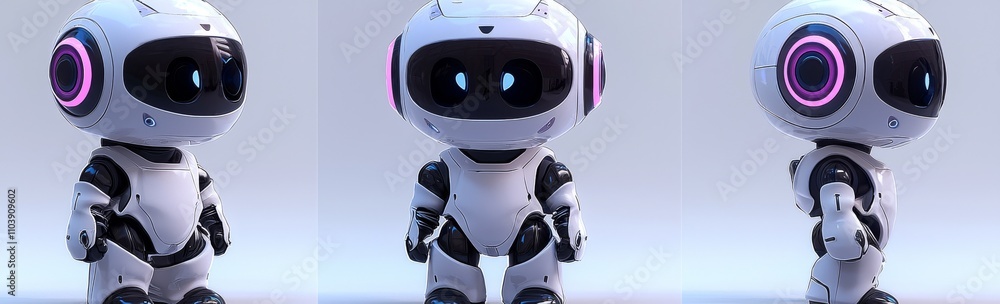 Poster a collection of adorable ai robot character illustrations. the cutting-edge development of stock com