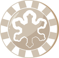 new year design of poker chip for playing in beige colors with snowflake icon, for different designs, posters or banners