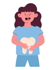 dentist woman holding a tooth