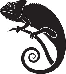 Chameleon animal silhouette vector art and illustration design.
