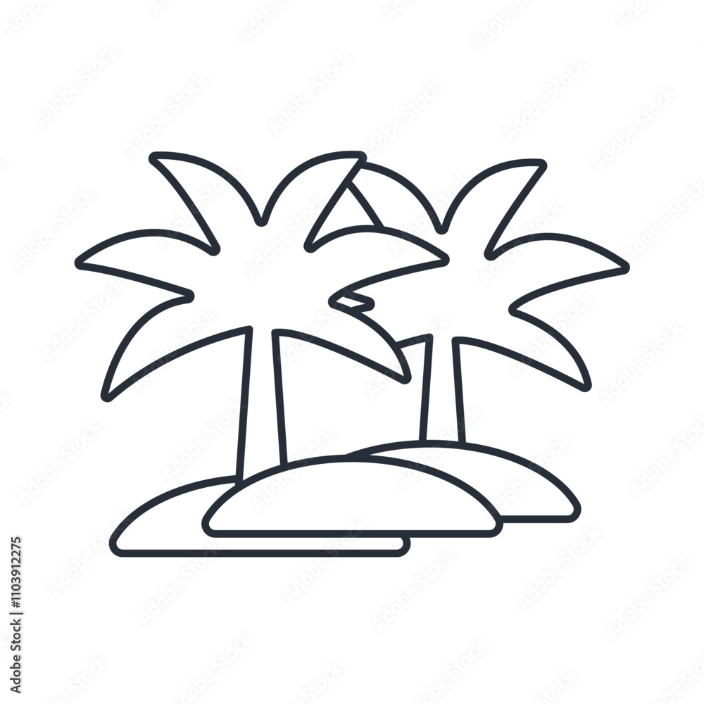 Poster palm tree icon. vector.editable stroke.linear style sign for use web design,logo.symbol illustration