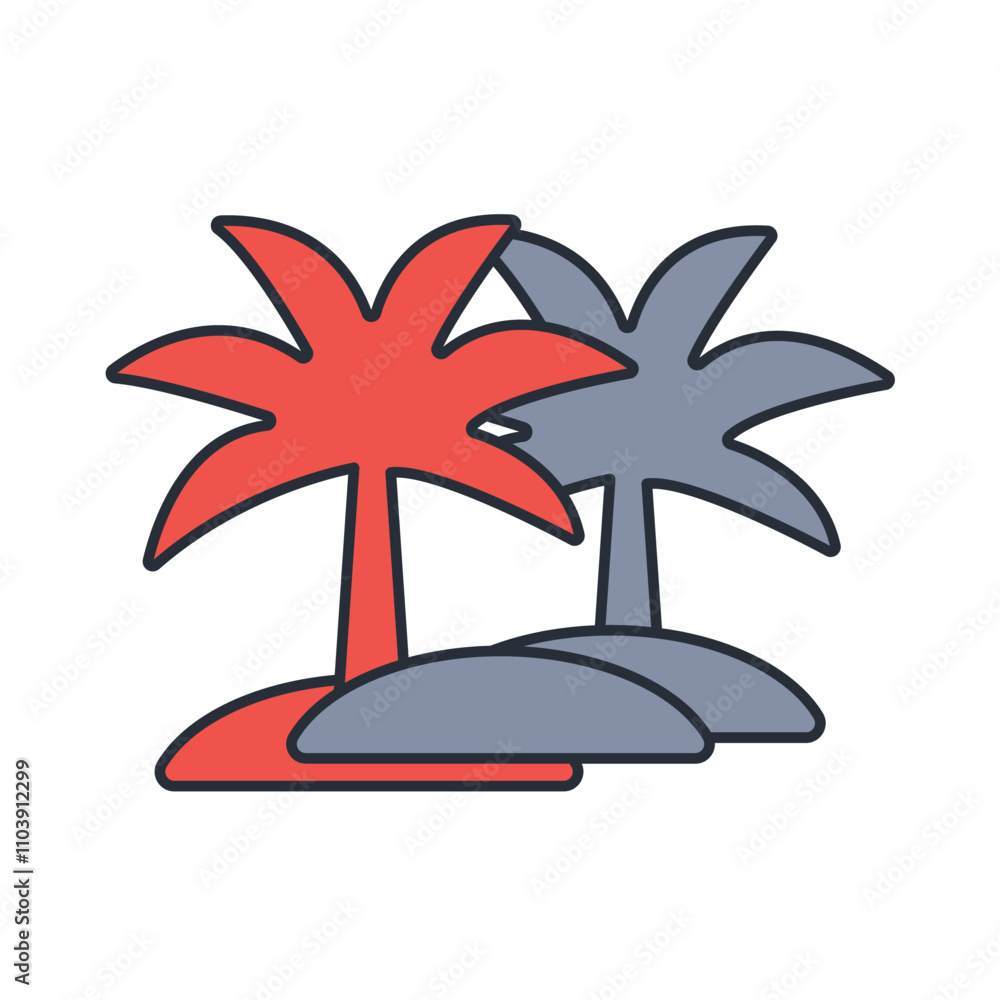 Poster palm tree icon. vector.editable stroke.linear style sign for use web design,logo.symbol illustration
