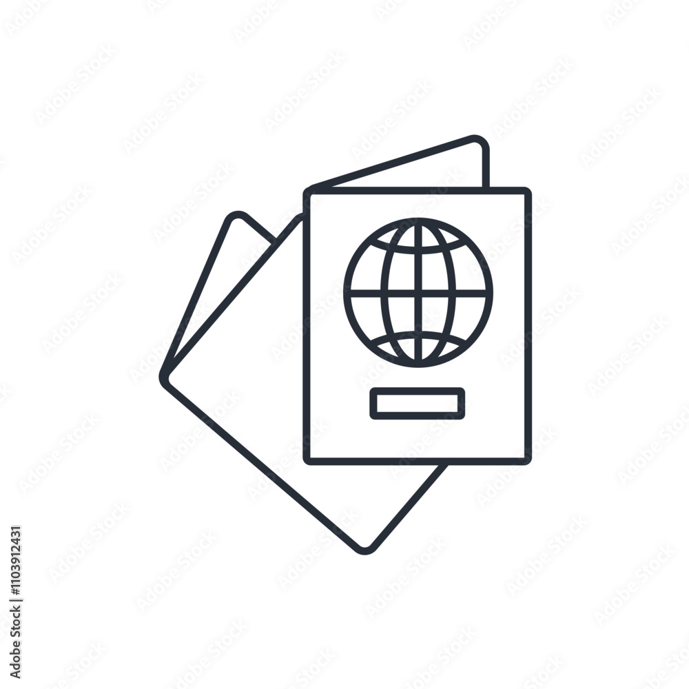 Poster passport icon. vector.editable stroke.linear style sign for use web design,logo.symbol illustration.
