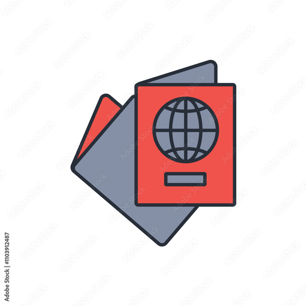 Poster passport icon. vector.editable stroke.linear style sign for use web design,logo.symbol illustration.