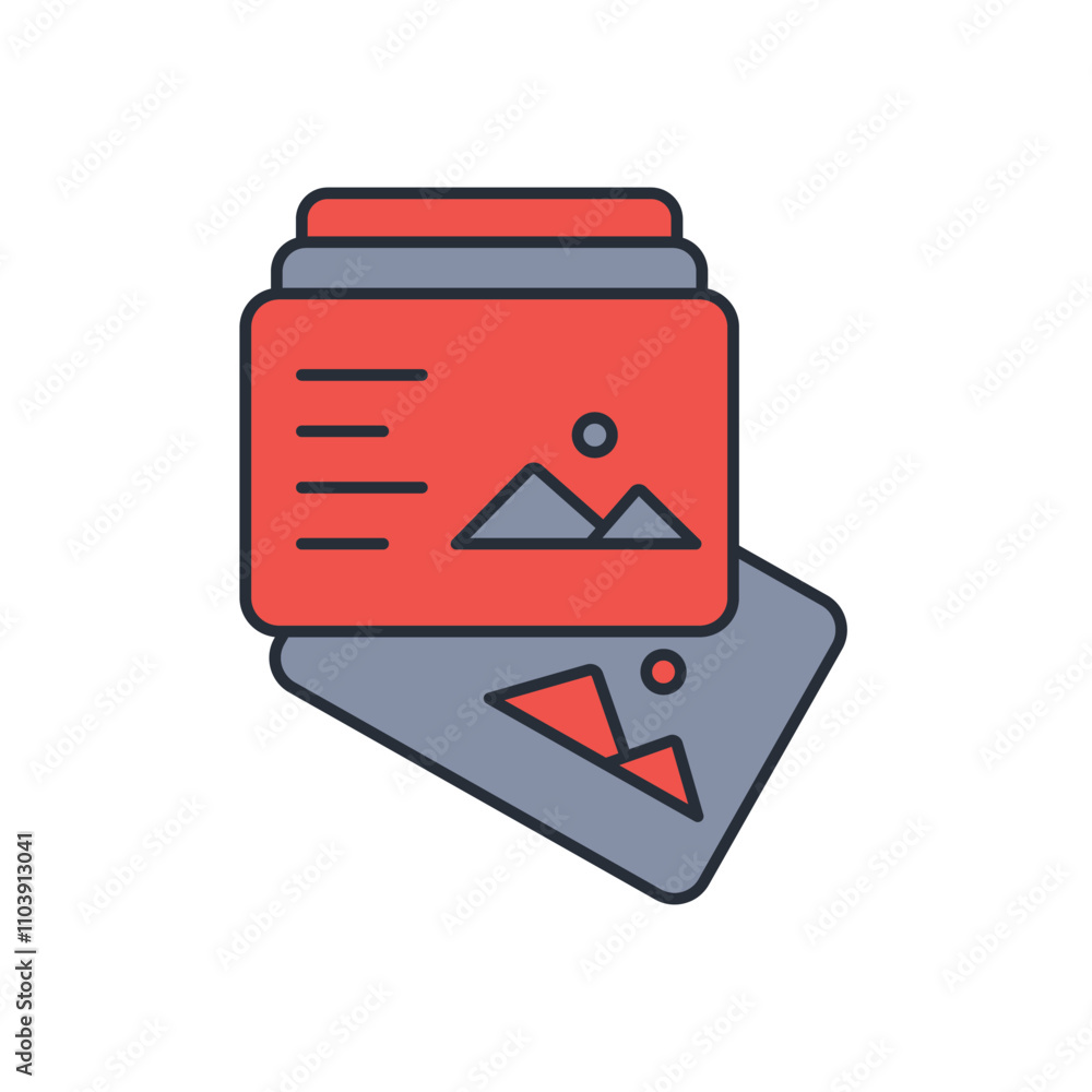 Poster postcard icon. vector.editable stroke.linear style sign for use web design,logo.symbol illustration.