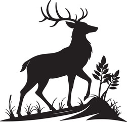 Deer silhouette vector art and illustration design.