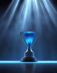Blue E-Sports winner trophy. Created with generative AI technology