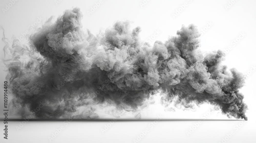 Poster realistic dark grey fog swirls in the atmosphere, resembling smoke and ash in a black cloud. smog ex