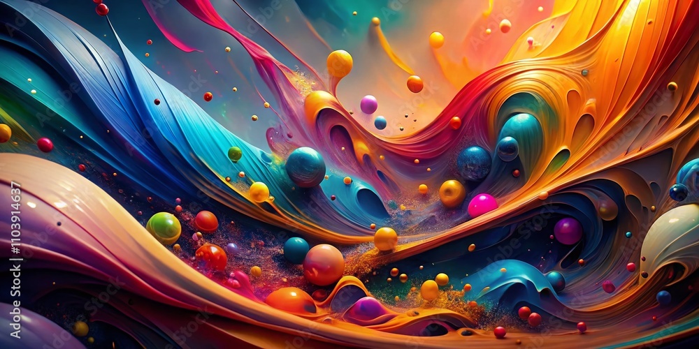 Poster vibrant abstract art background with dynamic shapes and vivid colors for creative projects and digit