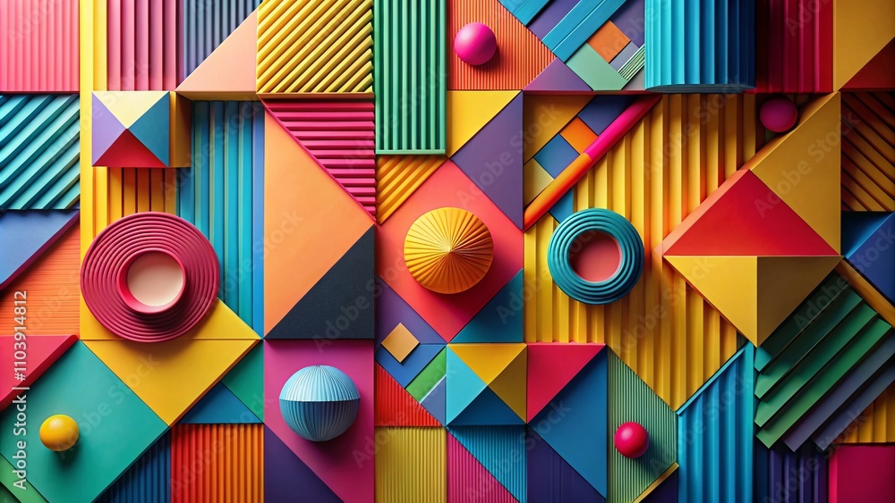 Aufkleber vibrant abstract background with multicolored geometric shapes and lines for modern design and artis