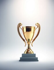 Elegant gold award trophy set against a white backdrop. Created with generative AI technology