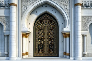Obraz premium 3d illustration design gate entrance access arabic islamic ornament decoration for mosque ramadan event. Image background isolated. 