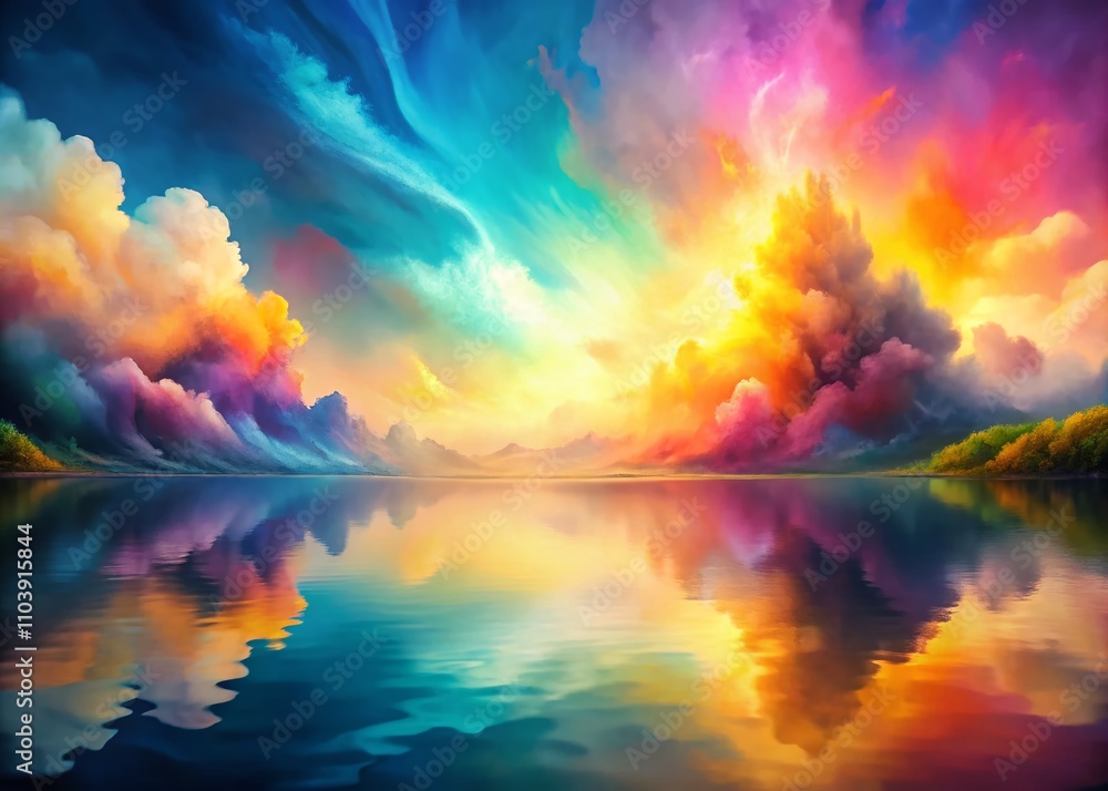 Poster vibrant abstract watercolor background with soft blends and high depth of field for creative project
