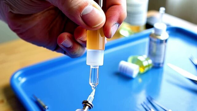 hand holding a syringe