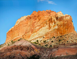 Fototapeta premium The Beautiful Orange Sandstone Mountain on the Cohab Trail Capital Reef National Park, Utah
