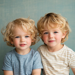 happy little brother standing together