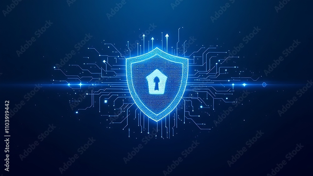 Poster abstract security digital technology background.protection mechanism and system privacy.vector illus