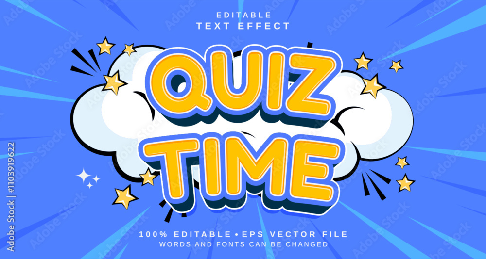 Fototapete editable text style effect - quiz time text style theme.