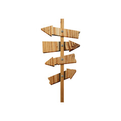 A wooden directional signpost with multiple arrows indicating different directions.