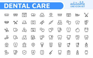 Dental Icon Set. A comprehensive collection of vibrant and professional icons for dental practices, perfect for patient communication to promote oral health awareness.