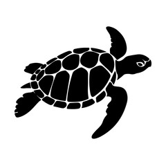 Obraz premium turtle on the water, Turtle silhouette vector black color and white background