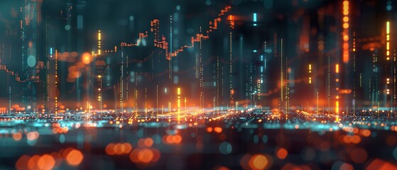 Fototapeta premium Abstract 3D Stock Graph Illustration: Upward Trends in High-Tech Financial Environment