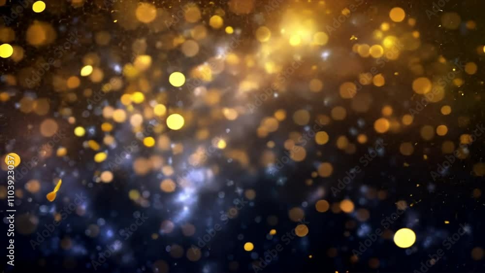 Poster mesmerizing golden bokeh lights shimmer against dark backdrop, creating magical festive atmosphere w