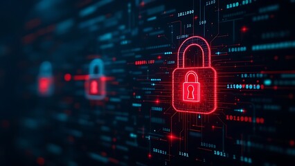 Obraz premium Security concept: Lock on digital screen