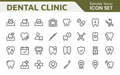 Dental Icon Set. A comprehensive collection of vibrant and professional icons for dental practices, perfect for patient communication to promote oral health awareness.