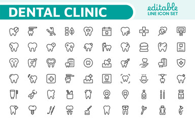 Dental Icon Set. A comprehensive collection of vibrant and professional icons for dental practices, perfect for patient communication to promote oral health awareness.
