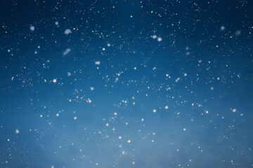 Serene blue background with white dots, evoking a starry or snowy atmosphere