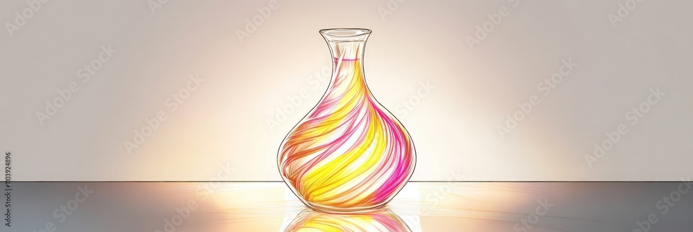 Poster A colorful glass vase with swirling patterns, illuminated from behind.