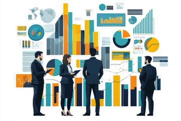 Fototapeta premium Conceptual flat business illustration on isolated white background