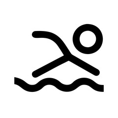 Good icon of a swimmer performing a side stroke in water.
