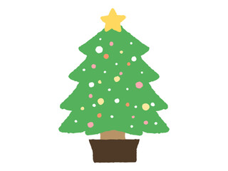 シンプルなクリスマスツリーの手描きイラスト