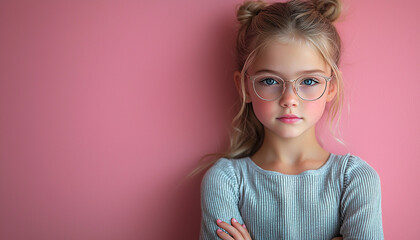 Fototapeta premium Smiling child with blond hair looking at camera generated by AI