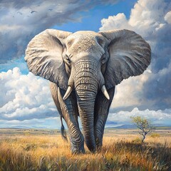 Naklejka premium elephant in the savannah