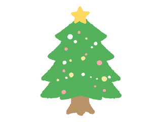 シンプルなクリスマスツリーの手描きイラスト