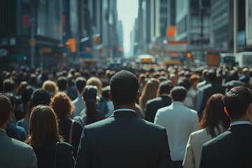 Midtown Man Anonymous in Bright Sunlight, Urban Congestion