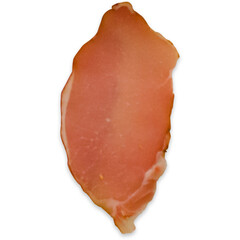 A slice of cured meat, showcasing its delicate texture and color.