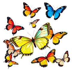 Flying Butterflies Isolated on White Background – Colorful Cutout Design